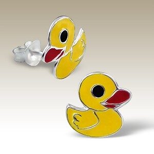 Girl's Stud Earrings - 'Yellow Duckling'