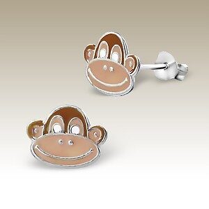 Girl's Stud Earrings - 'Monkey'