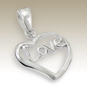 925 Sterling Silver Heart Pendant - "Love"