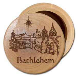 Round Olive Wood Box (Small) - "Bethlehem"