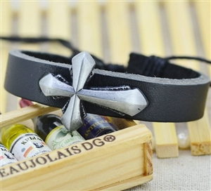 Cross Leather Bracelet