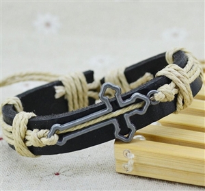 Cross Leather Bracelet