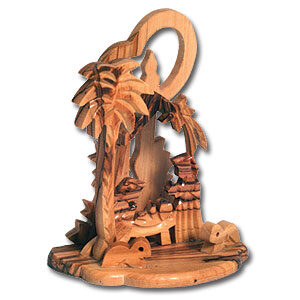 Olive Wood Christmas Ornament - 'Nativity Scene'