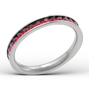 Stainless Steel Ring - Red Crystals