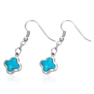 Stainless Steel Earrings with Turquoise Stone - 'ABBA'