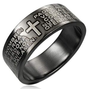 Stainless Steel (8mm) The Lords Prayer Ring