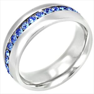 Blue Channel-Set Eternity Band Ring w/ Gem Stones