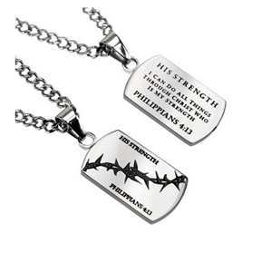 Mens Dog Tags - "HIS STRENGTH"