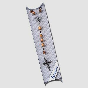 Olive Wood Rosary - Pewter Cross