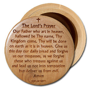 Round Olive Wood Box (small) - "The Lord's Prayer"