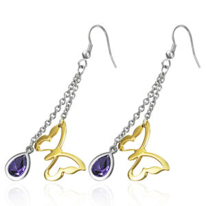 Stainless Steel Buttefly and Gem Earrings - 'JOY'