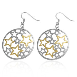 Stainless Steel Circle and Stars Earrings - 'HOPE'