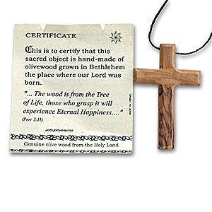 Olive Wood Cross with chord