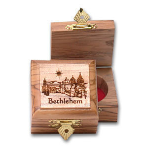 Square Olive Wood Box (Small) - "Bethlehem"