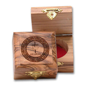 Olive Wood Keepsake Box - "Cross and Dove"