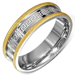 Stainless Steel Greek Key Ring - Acts 20:2