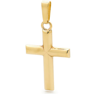 9ct Yellow Gold Solid Cross with Flat Back - 'Galilean'