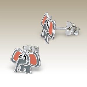 Girl's Stud Earrings - 'Grey Elephant'
